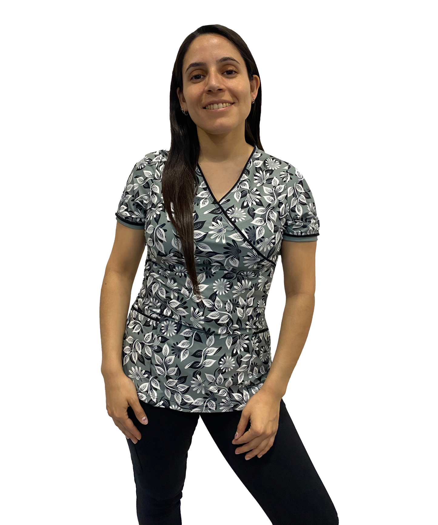 TOP LYCRA SOFT - FLOWER 6 - GRIS