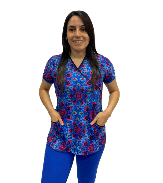 TOP LYCRA SOFT -  MANDALA 1 - AZUL REY