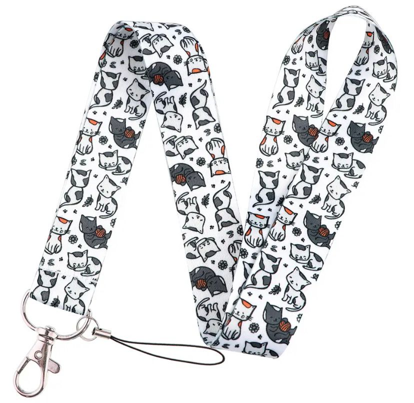 Lanyard Gatos Blanco